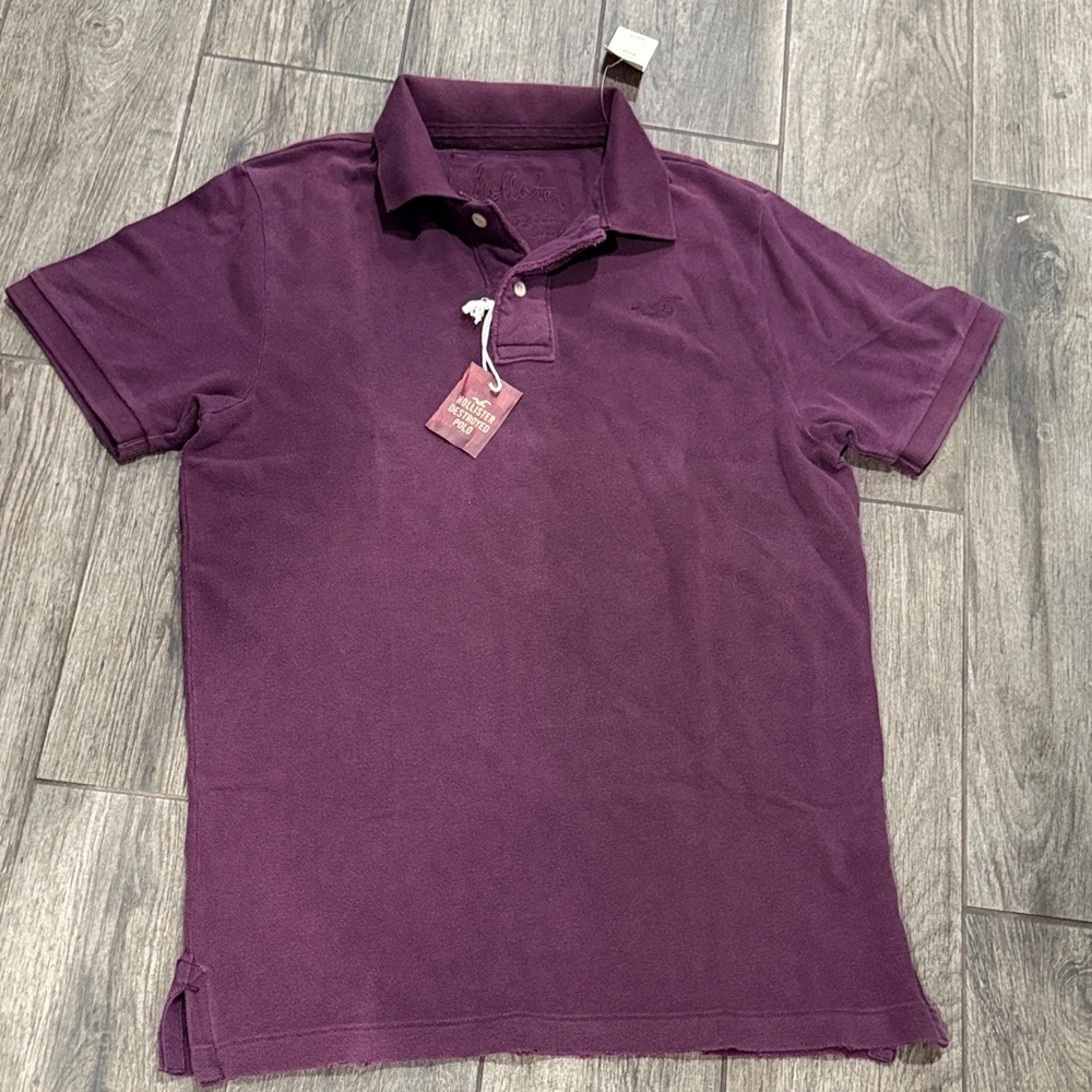 NWT Y2K Hollister Plum Destroyed Polo Shirt